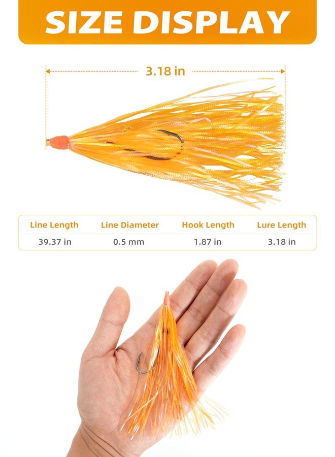 BLUEWING Mylar HI-LO Rigs Bucktail Mylar Flash Teaser Snapper Bait with Stainless Steel Hook Orange - Image 4